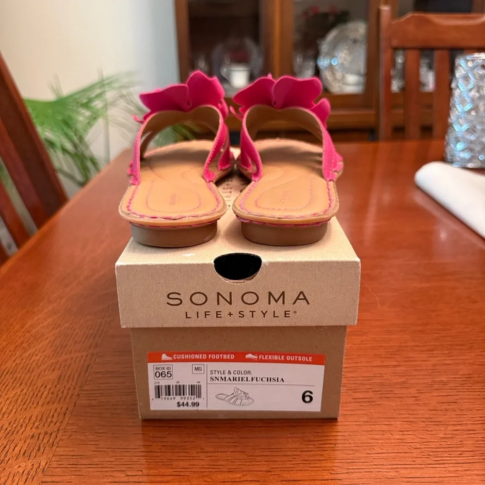 SONOMA Hot Pink Floral Layered Slide Sandals for Women - Picture 2 of 12